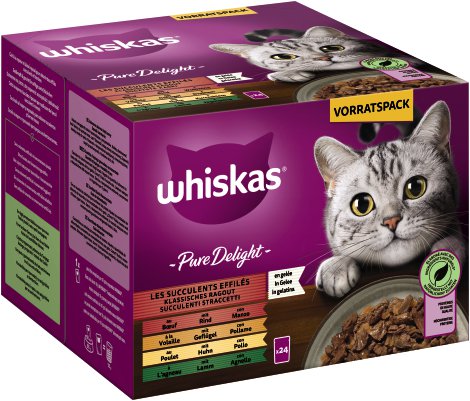 WHISKAS® PURE DELIGHT Multipack Klassisch Ragout 24x85 g