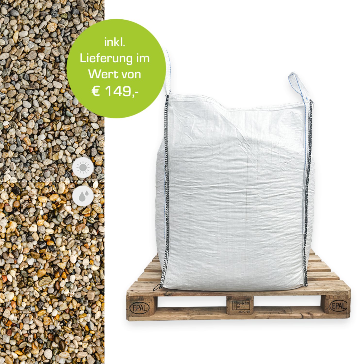 Min2C Flusskiesel bunt 4-8mm 1000kg Big Bag
