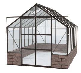 VITAVIA Gewächshaus Cassandra 9900 ESG 3 mm Schwarz, Sockel Herbstlaub