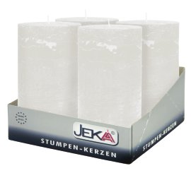 JEKA Rustik Stumpenkerze Weiß 50x80 mm 4er-Pack
