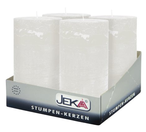 JEKA Rustik Stumpenkerze Weiß 50x80 mm (ØxH) 4 Stk.