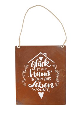 Gartenschild Glück/Haus + Beschriftung 35x30 cm
