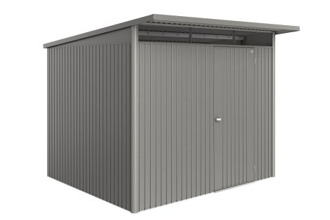 BIOHORT Gerätehaus AvantGarde® Eco A6 + Standardtür 260x260x218 cm, Quarzgrau-metallic
