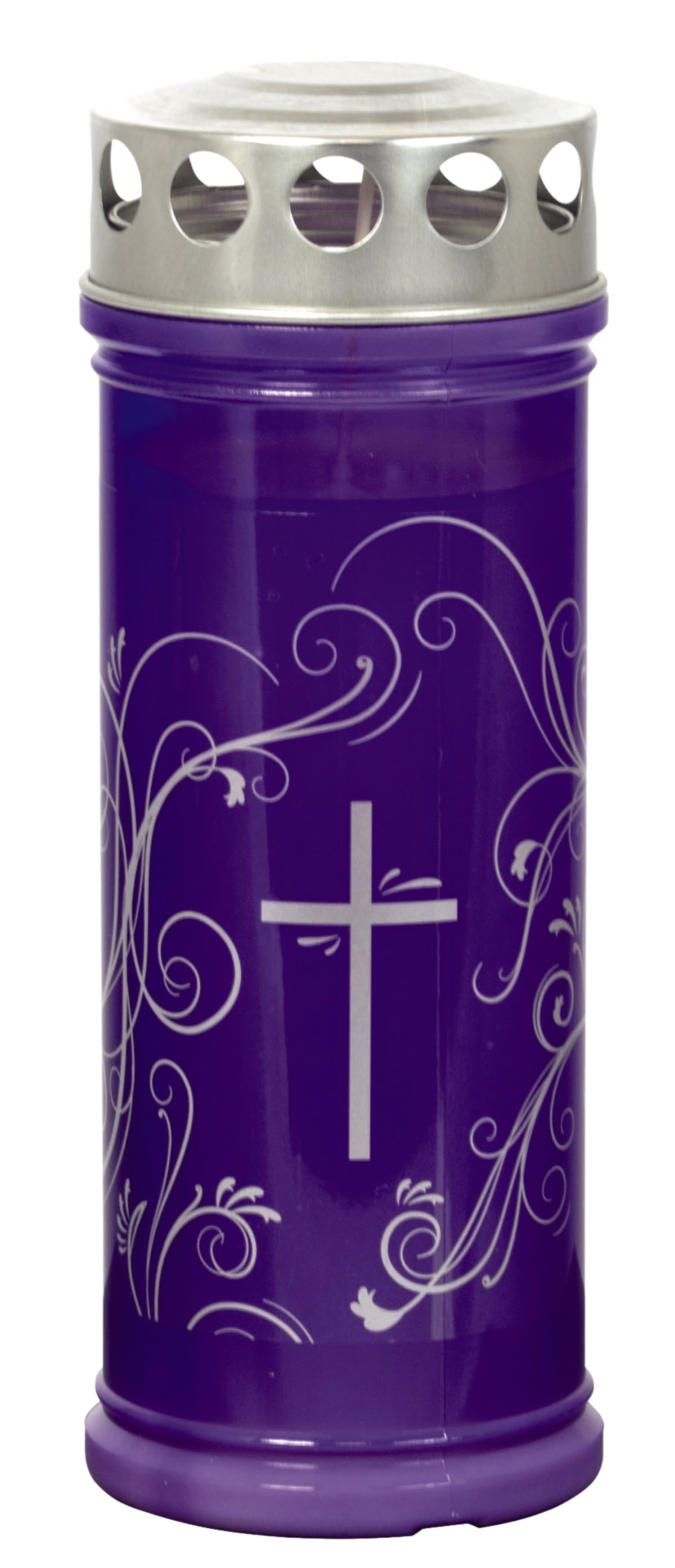 JEKA Gedenkkerze groß Violett mit Ornament Silber