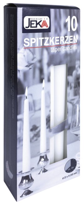 JEKA Spitzkerze Weiß 250x22 mm 10er-Pack