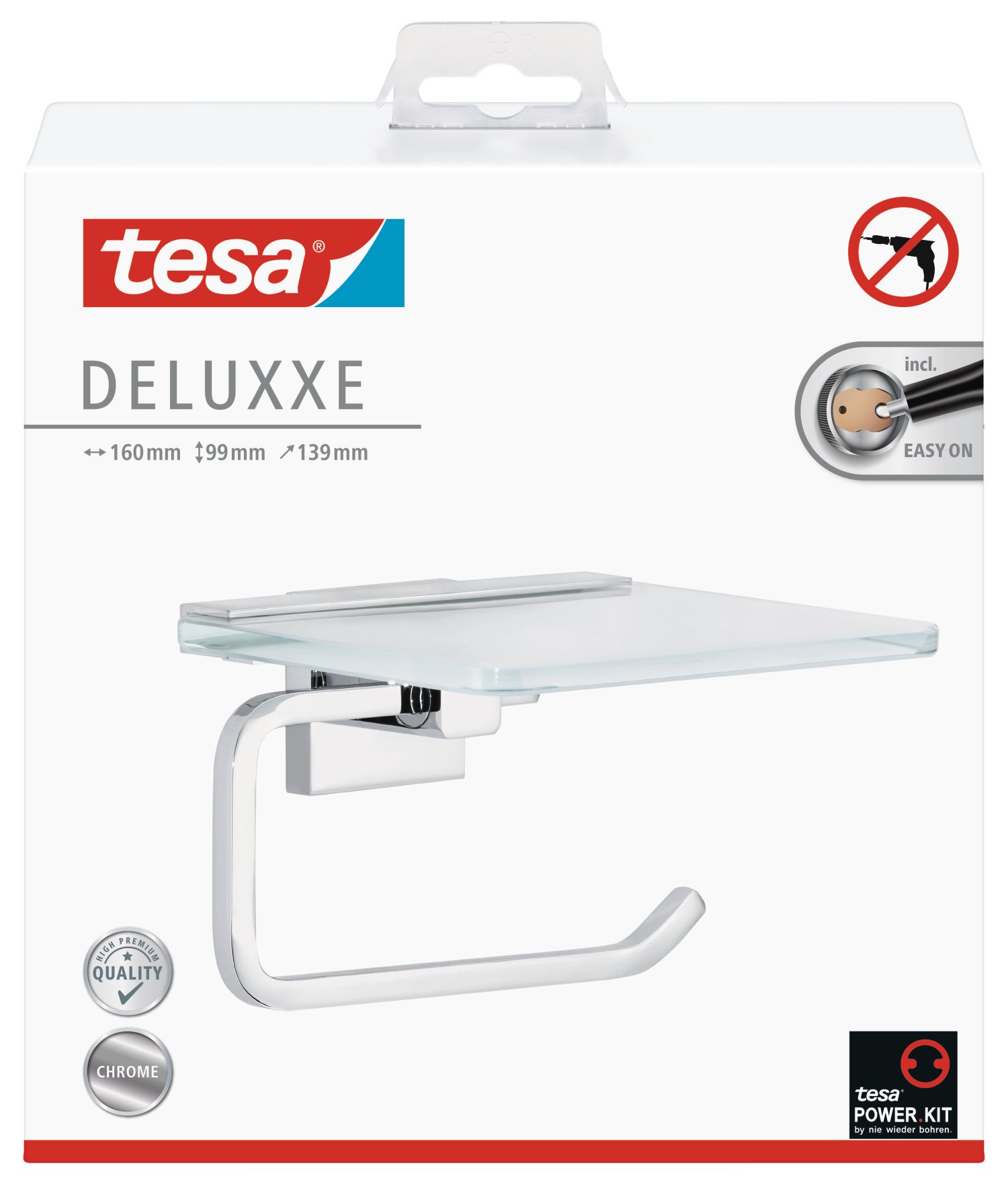 TESA Toilettenpapierhalter Deluxxe mit Ablage