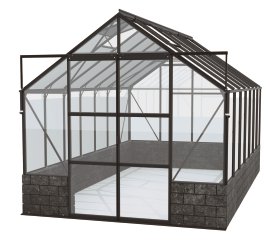 VITAVIA Gewächshaus Cassandra 11500 ESG 3 mm Schwarz, Sockel Basalt