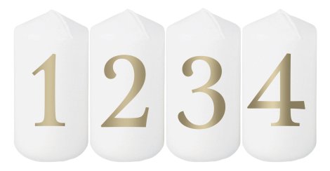 Adventstumpen 4-50-90 Weiß/Gold Zahlen