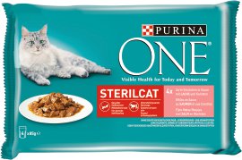 PURINA ONE Sterilisierte Katze Lachs & Karotte 4x85 g