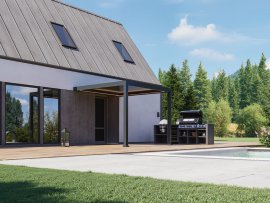 Pergola Bioclimatic wandmontiert Dunkelgrau 3x4 m