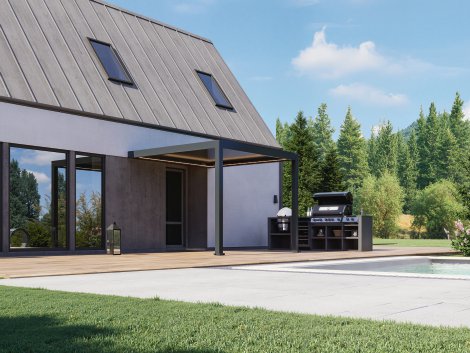 Pergola Bioclimatic wandmontiert Dunkelgrau 3x4 m