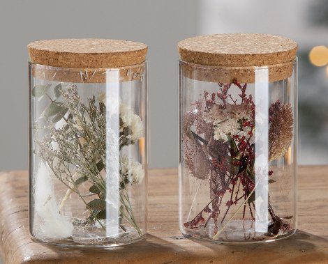 TrockenBlumen im Glas mit Glitzer 26511