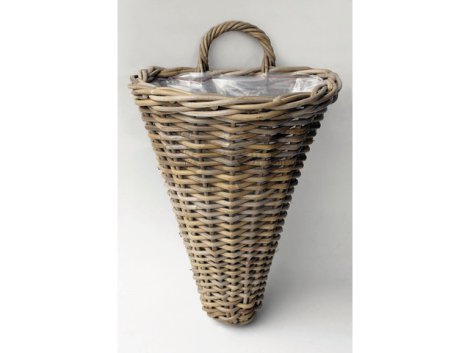 Wandkorb Rattan Grau 30x26x37 cm