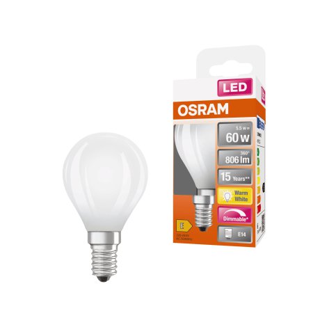 OSRAM LED-Tropfen RF CLP60 E14 dimmbar 6,5W, Warmweiß/matt