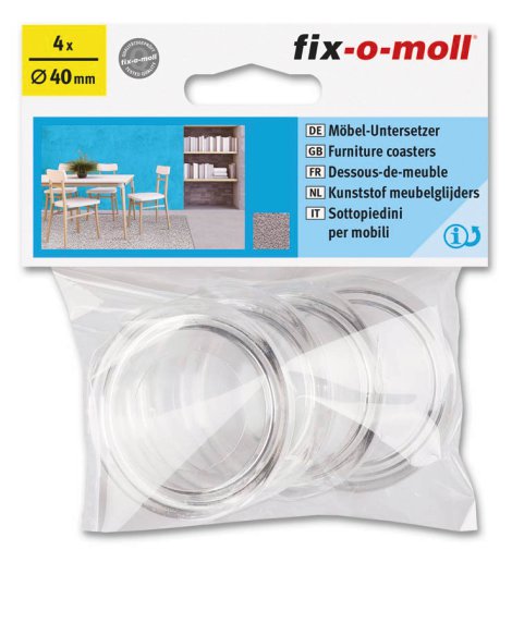 SUKI Möbeluntersetzer Glasklar 40 mm, 4 Stk.