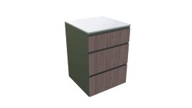 Küchenelement inkl. 3 Schubladen Walnuss Porzellan