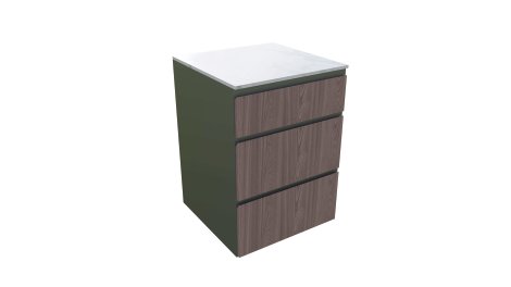 Küchenelement inkl. 3 Schubladen Walnuss Porzellan