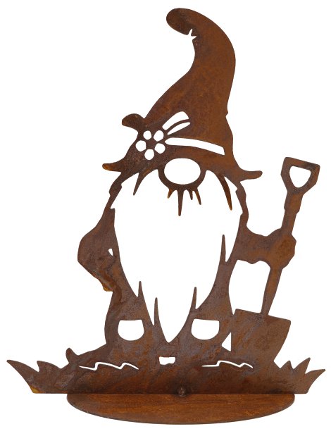 Gartenzwerg Toni auf Bodenplatte mit Spaten 25 cm