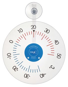 Fensterthermometer mit Saugnapf aus Kunststoff