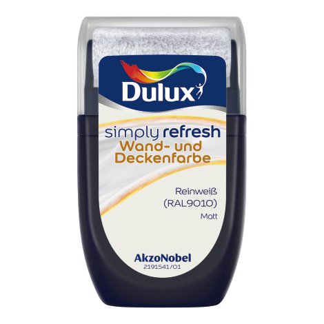 DULUX Simply Refresh Wand und Deckenfarbe Test Reinweiß 30 ml