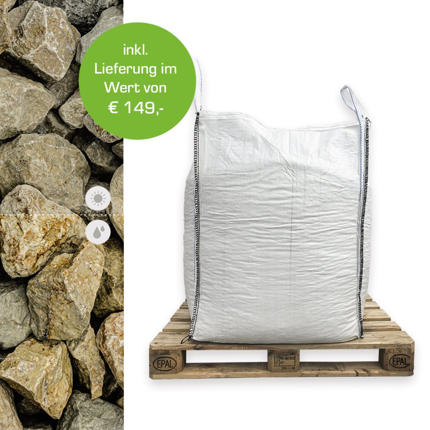 CASAFINO Bruchstein ockergelb 50-100 mm 1000kg Big Bag