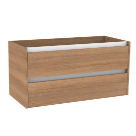 Waschtisch-Unterschrank VITA mit 2 Schubladen, Griffleisten weiß, Korpus+Front Summer-Oak-Optik 100x46x50 cm (BxTxH)
