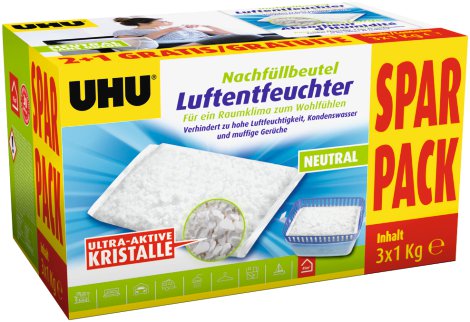 UHU Luftentfeuchter Nachfüllpackung Original 3x1 kg