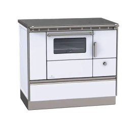 LOHBERGER Holzherd Rega 90 mit Stahlplatte 6,6 kW Weiß