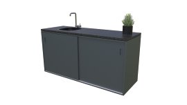 Küchenelement inkl. Spüle links und 2 Türen Anthrazit Granit