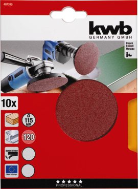 KWB Haftscheibe ungelocht K120 Ø 115 mm 10er-Pack