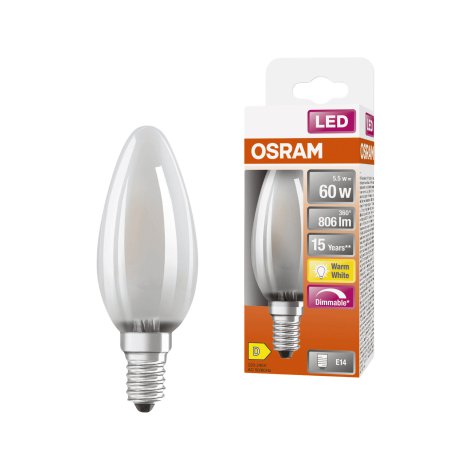OSRAM LED-Kerze Retrofit Classic B 60, E14 6,5W, weiß