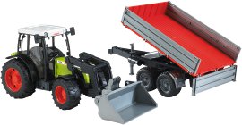 BRUDER Traktor Claas nectis mit Frontlader und Anhänger