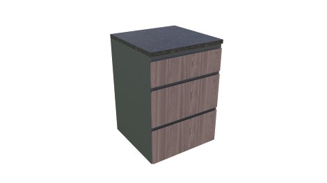 Küchenelement inkl. 3 Schubladen Walnuss Granit