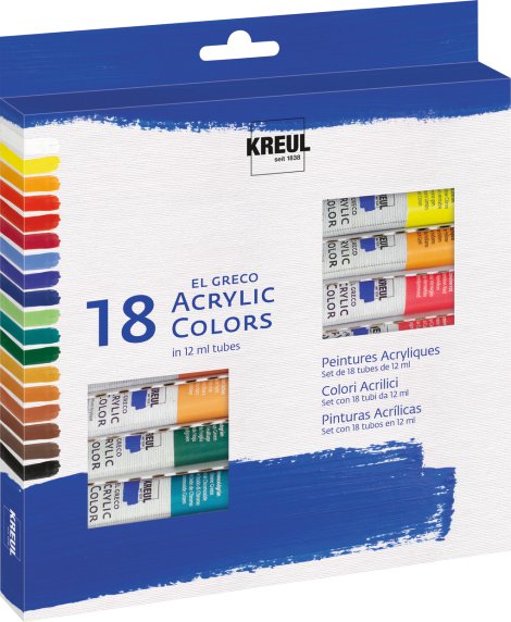 KREUL Acyrlfarbe el Greco 12 ml Tuben 18er-Set