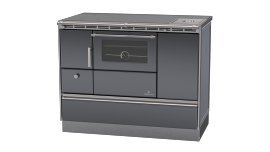 LOHBERGER Holzherd Rega 105 mit Stahlplatte 6,6 kW Anthrazit