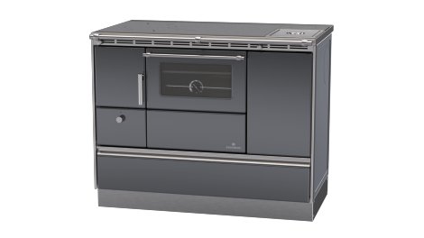 LOHBERGER Holzherd Rega 105 mit Stahlplatte 6,6 kW Anthrazit Anschluss rechts