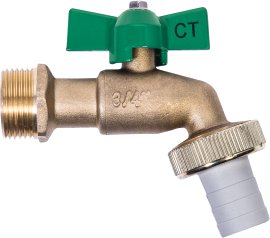 CORNAT Kugel-Auslaufventil mit grünem Flügelgriff Messing 3/4" AG