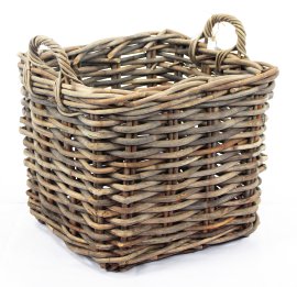 Holzkorb Rattan CL viereckig Grau 50x50x45 cm
