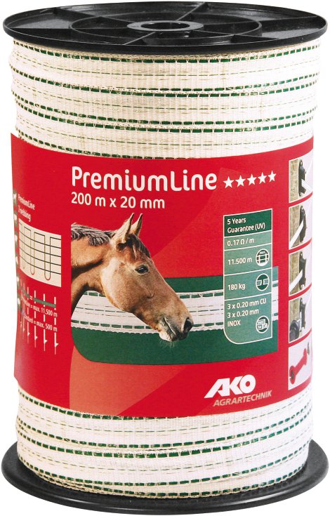 Weideband AKO Premium Line weiß/grün, 20mm x 200m