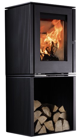 KLEINING Kaminofen Viola Metallsockel gerippt Schwarz