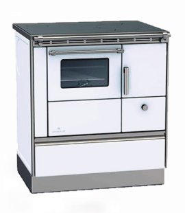 LOHBERGER Holzherd Rega 75 mit Stahlplatte 6 kW Weiß