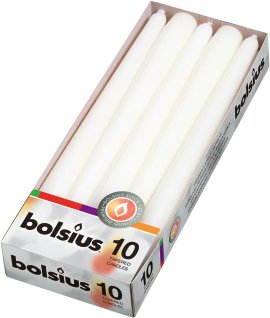 BOLSIUS Spitzkerze, weiß 10 Stk.