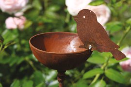 Gartenstecker Vogeltränke aus Metall mit Stab 10x120 cm (ØxH)