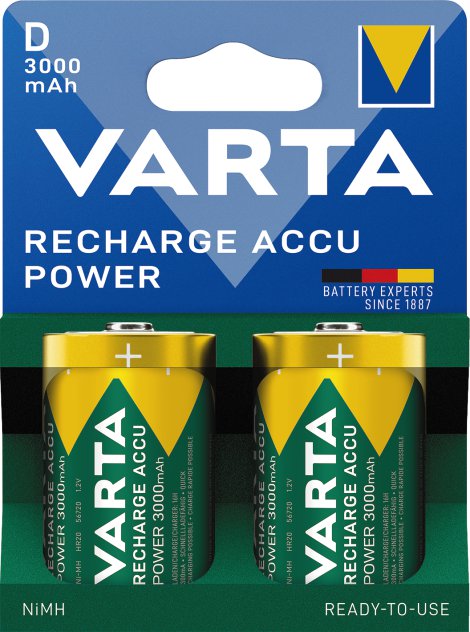 VARTA Batterie Recharge Accu Power D 3000 mAh Blister 2er
