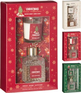 Raumduft-Set mit Kerze Vanille/Berry/Misteltoe 70 ml