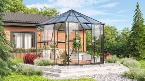 VITAVIA Gewächshaus Juno 9000 ESG 3 mm Schwarz