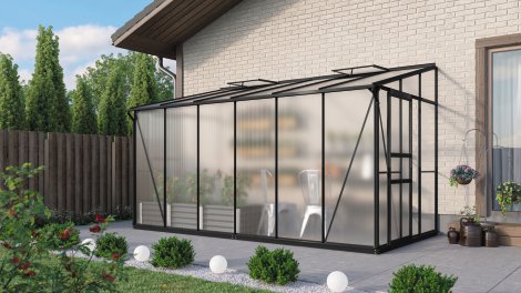 VITAVIA Anlehngewächshaus Osiris 7800 HKP 6 mm Schwarz