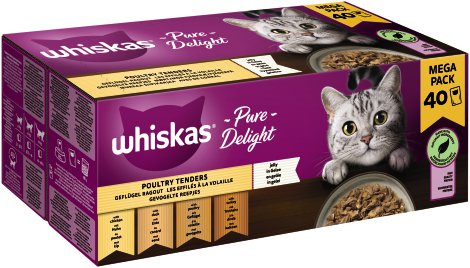 WHISKAS Pure Delight Portionsbeutel Multipack Geflügel 40x85g
