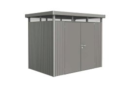 BIOHORT Gerätehaus Highline® H2 mit Doppeltür, quarzgrau-metallic