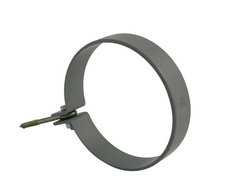 Fallrohrschelle mit Ringschraube (Halbrunde Dachrinne) Grau NW 75 mm